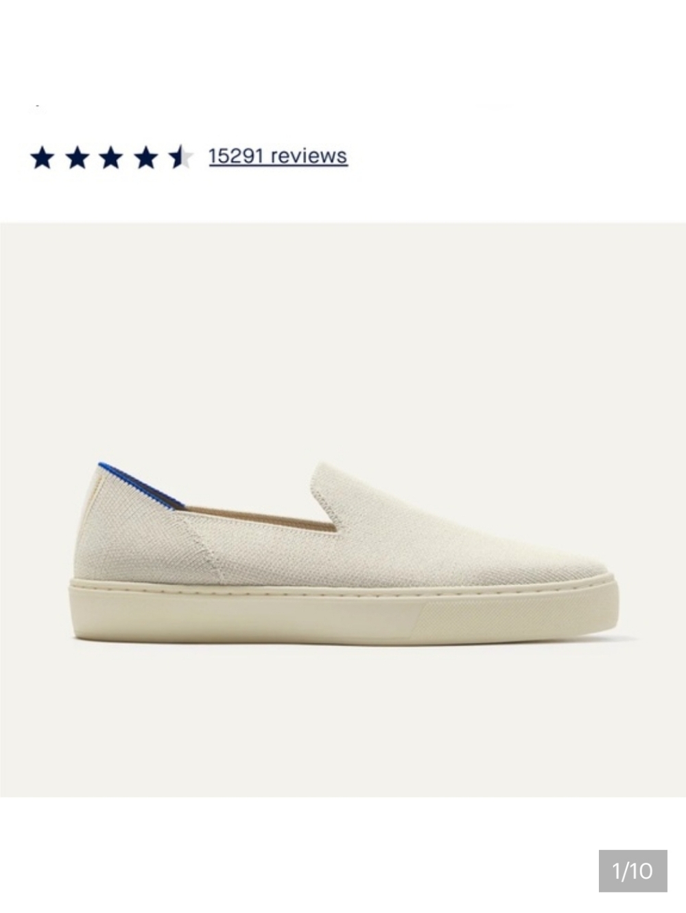 Rothy's Slip On Sneaker in cream, size 6.5